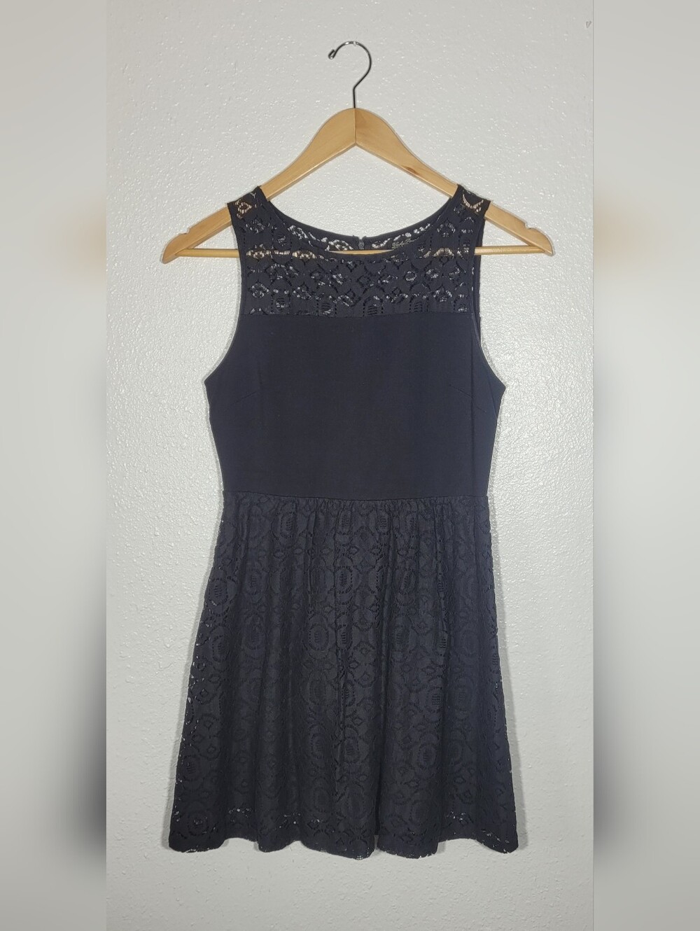 Lucky Brand Black Lace Mini Dress Skater Whimsigoth Small Womens Feminine Dainty